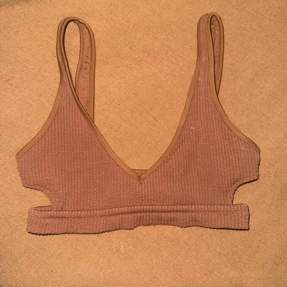 Aerie Textured Tan Bikini Top